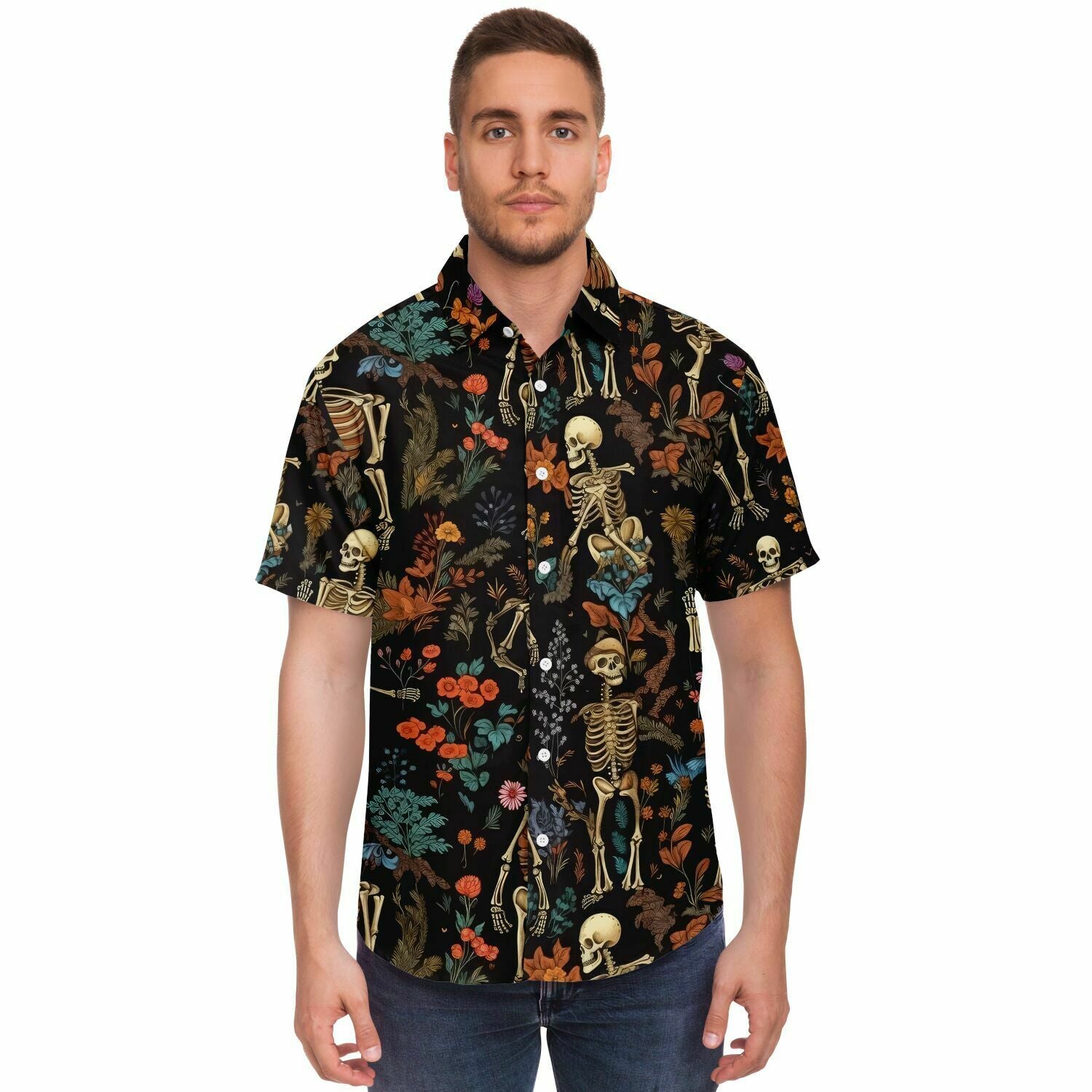 t-shirt homme squelette manches courtes