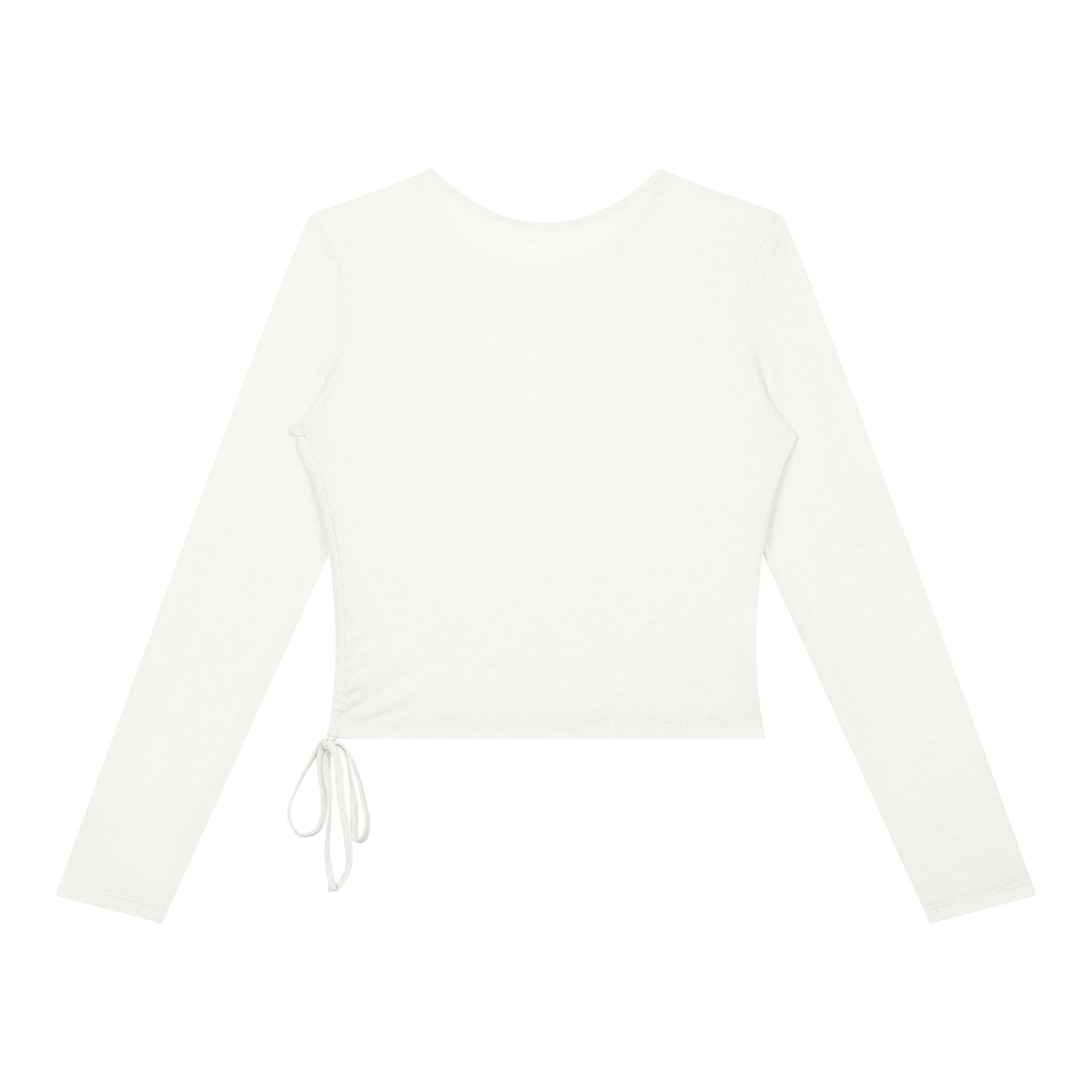 Dos du t-shirt femme manches longues crop top froncé blanc