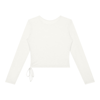 Dos du t-shirt femme manches longues crop top froncé blanc