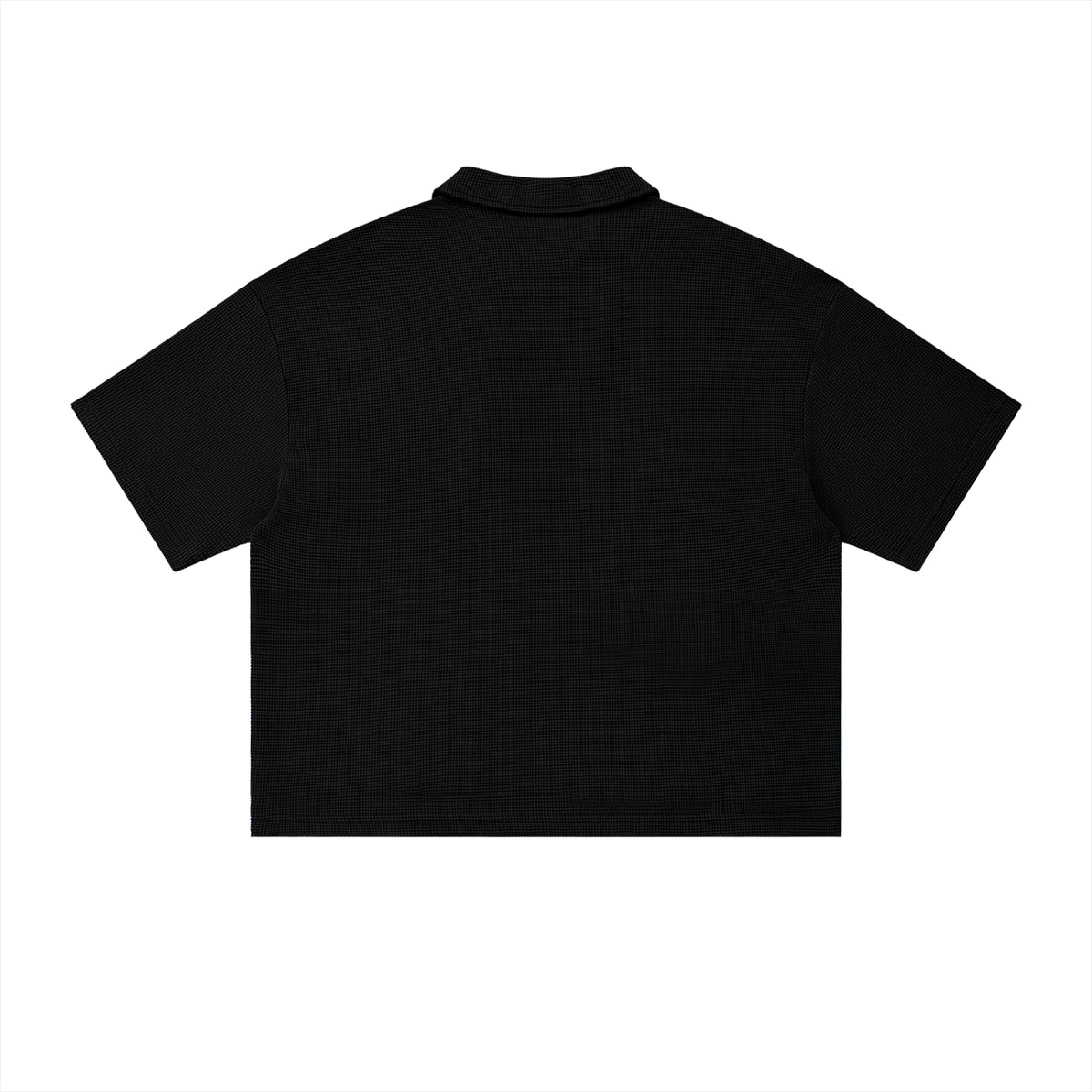 Polo Waffle Vintage Wash Noir — Streetwear Belge