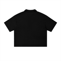 Polo Waffle Vintage Wash Noir — Streetwear Belge