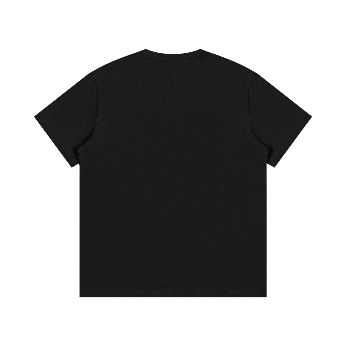 T-shirt noir vu de dos - dos uni, col rond côtelé et manches courtes