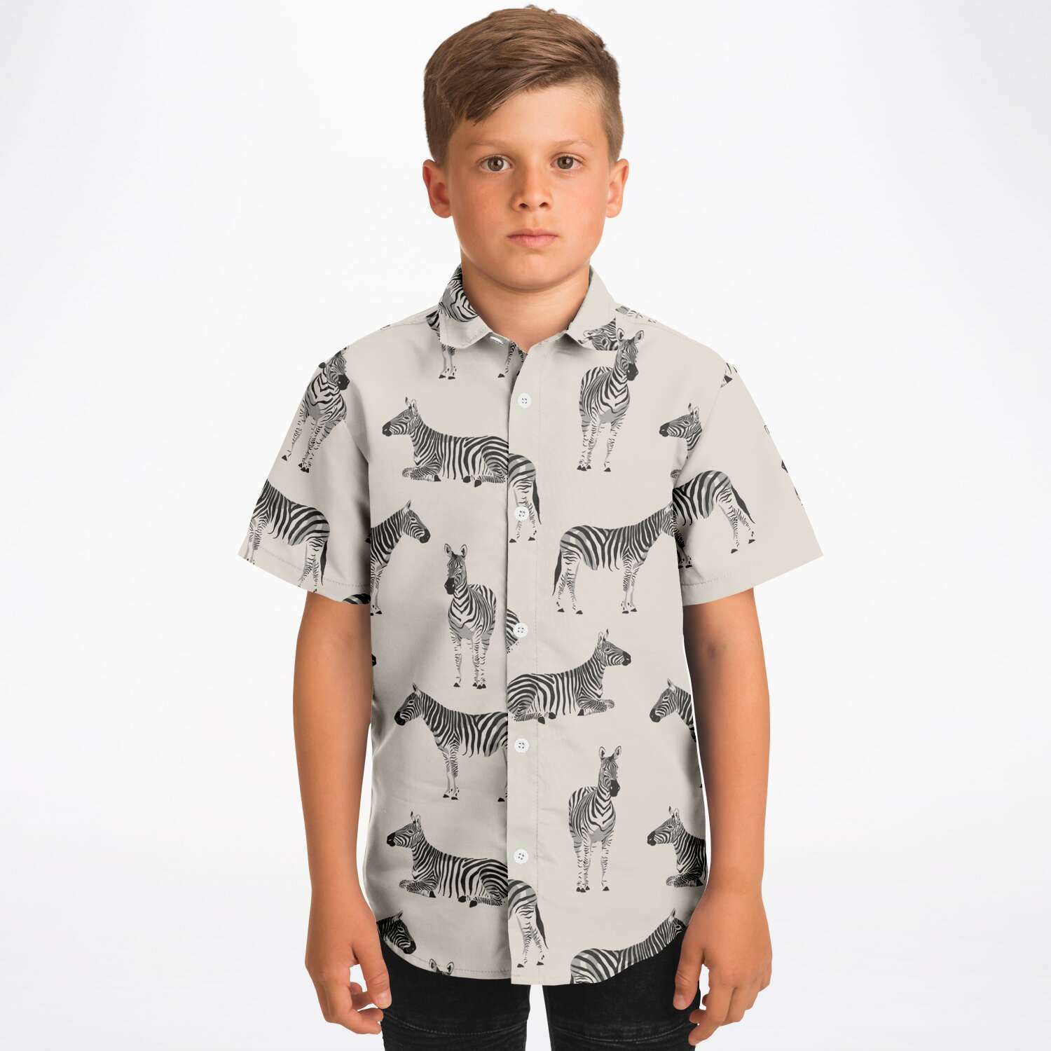 Chemise Garçon Originale Animal Zèbre Manches Courtes