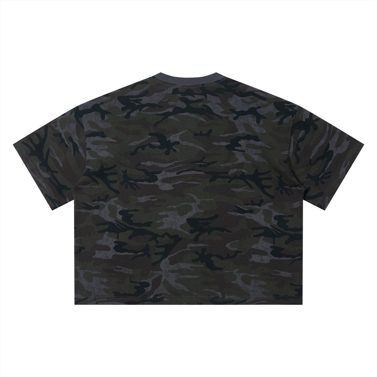 T-shirt Boxy Motif Camouflage Kaki — Streetwear Belge