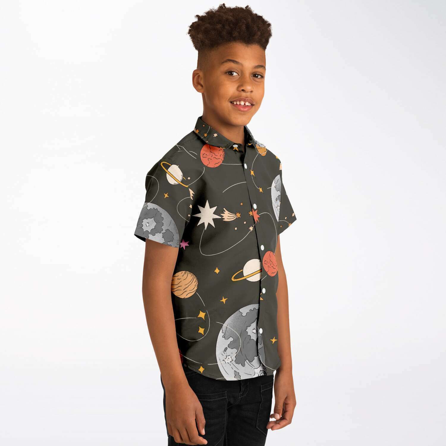 Chemise garçon originale theme spacial manches courtes