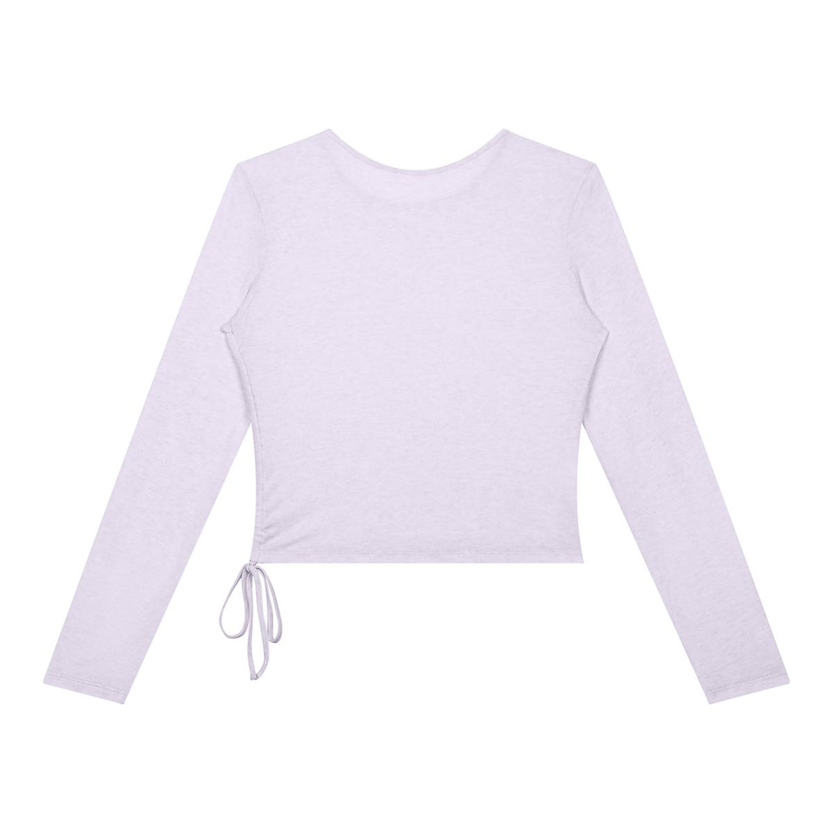 Dos du t-shirt femme manches longues crop top froncé lilas