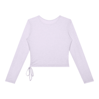 Dos du t-shirt femme manches longues crop top froncé lilas
