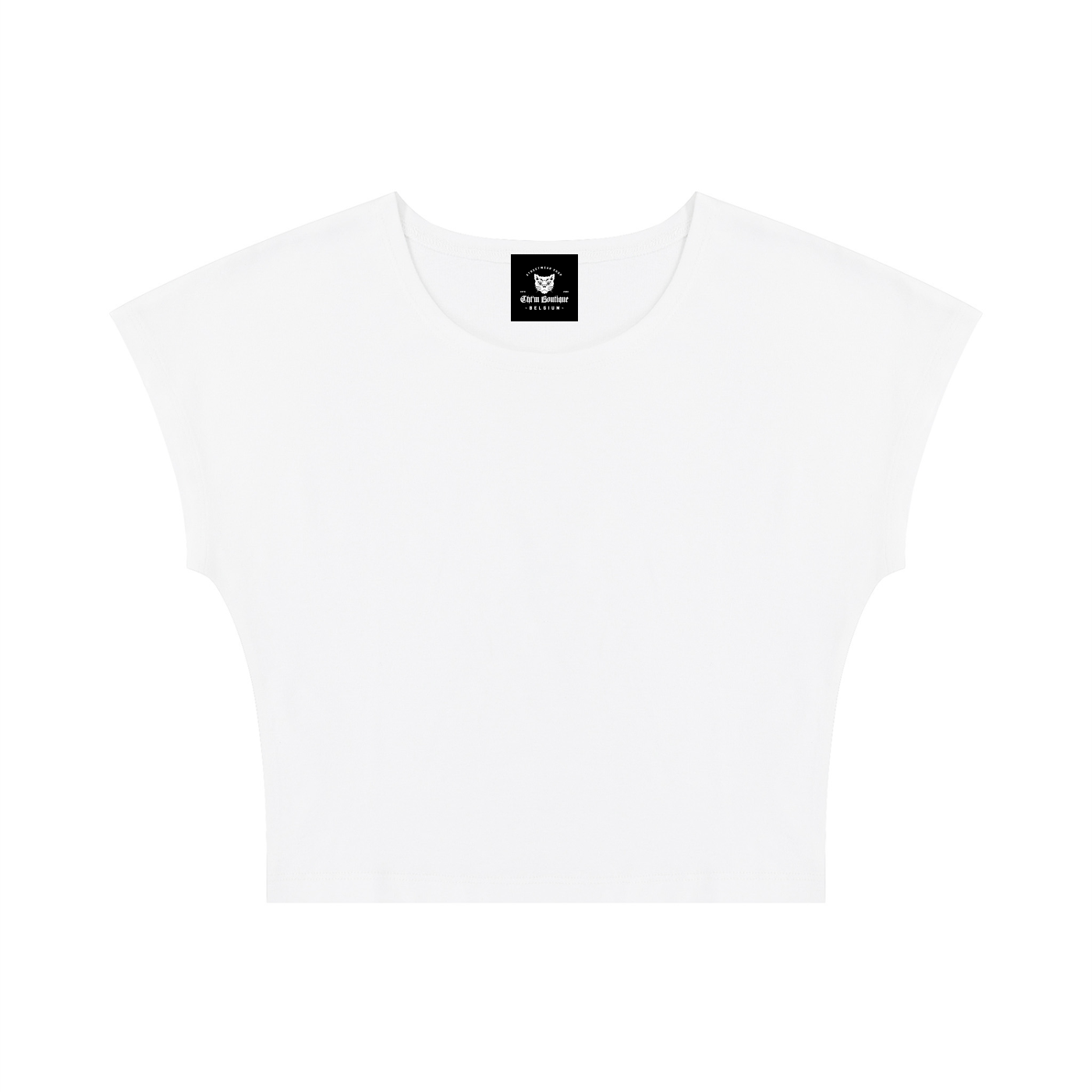 Packshot face du crop top t-shirt original femme blanc