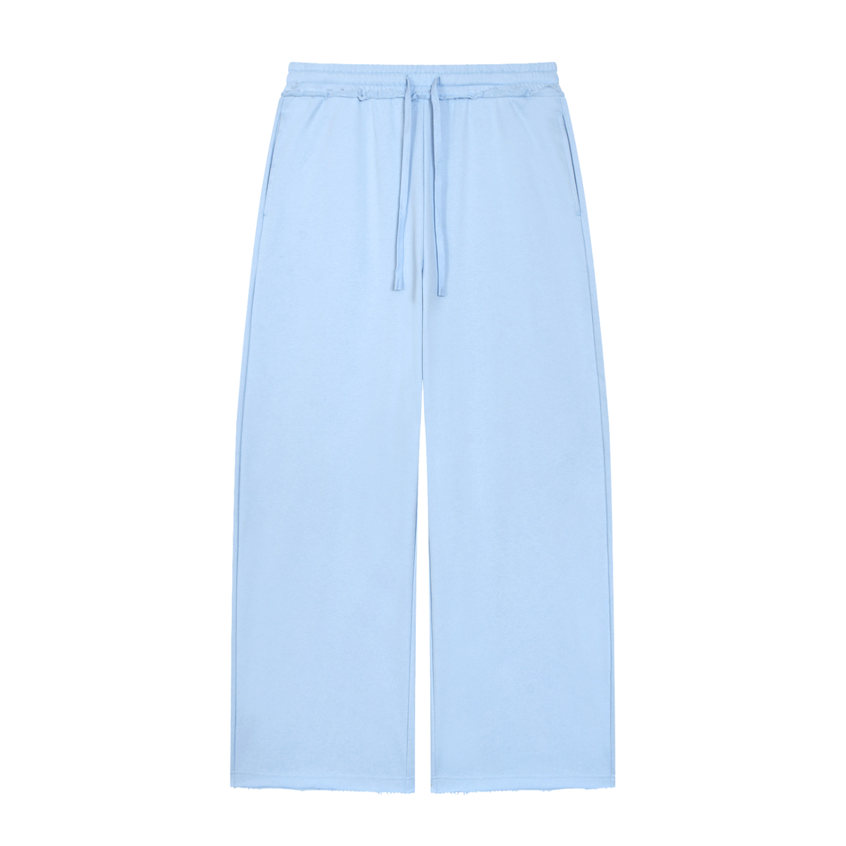 Jogging large femme bleu ciel jambe large en coton épais, vue de face