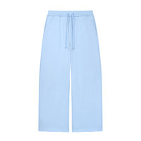 Jogging large femme bleu ciel jambe large en coton épais, vue de face