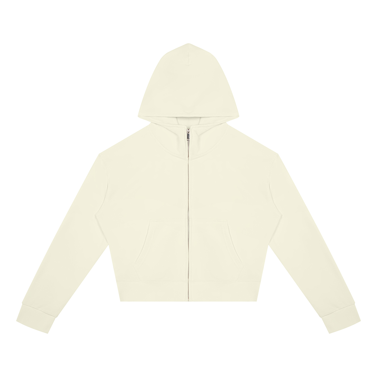 Sweat zippé crop top femme original amande, vue de face