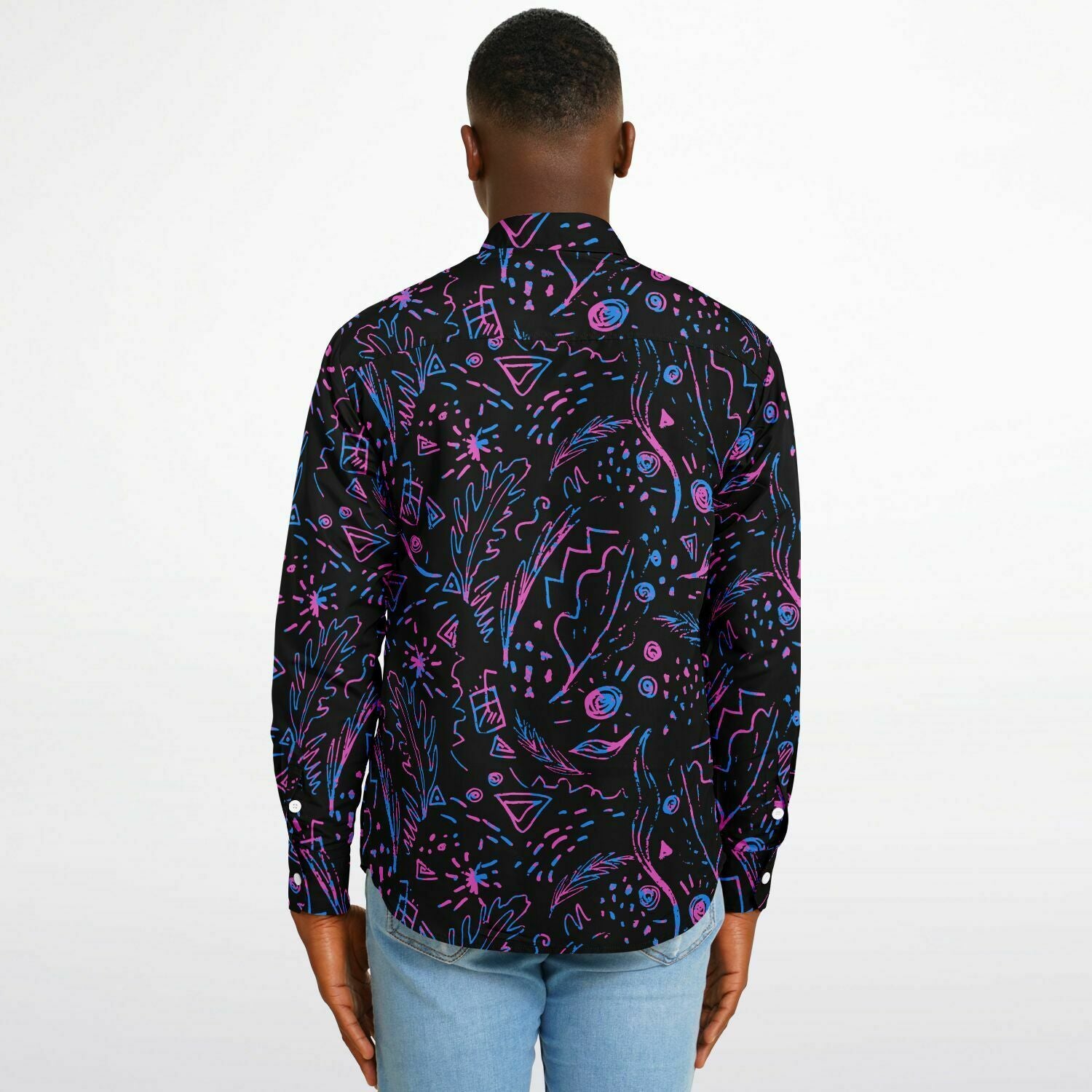 chemise en coton noire et mauve pour homme