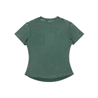 Packshot dos du t-shirt ajusté délavé original femme vert délavé