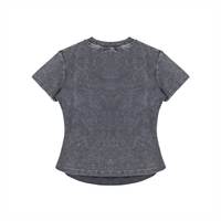 Packshot dos du t-shirt ajusté délavé original femme gris délavé