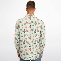 Chemise Homme à fleurs marines - Manches Longues