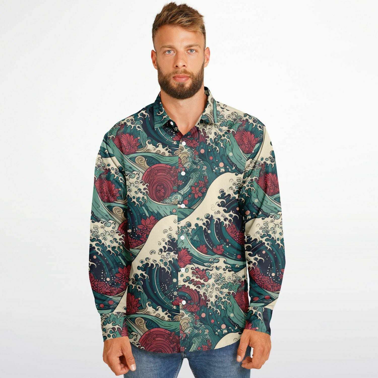 mode masculine chemise vagues du japon