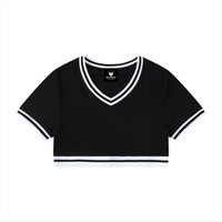 Packshot face du crop top col v original femme noir