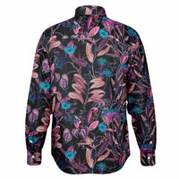 chemise homme noire avec motifs fleurs bleues