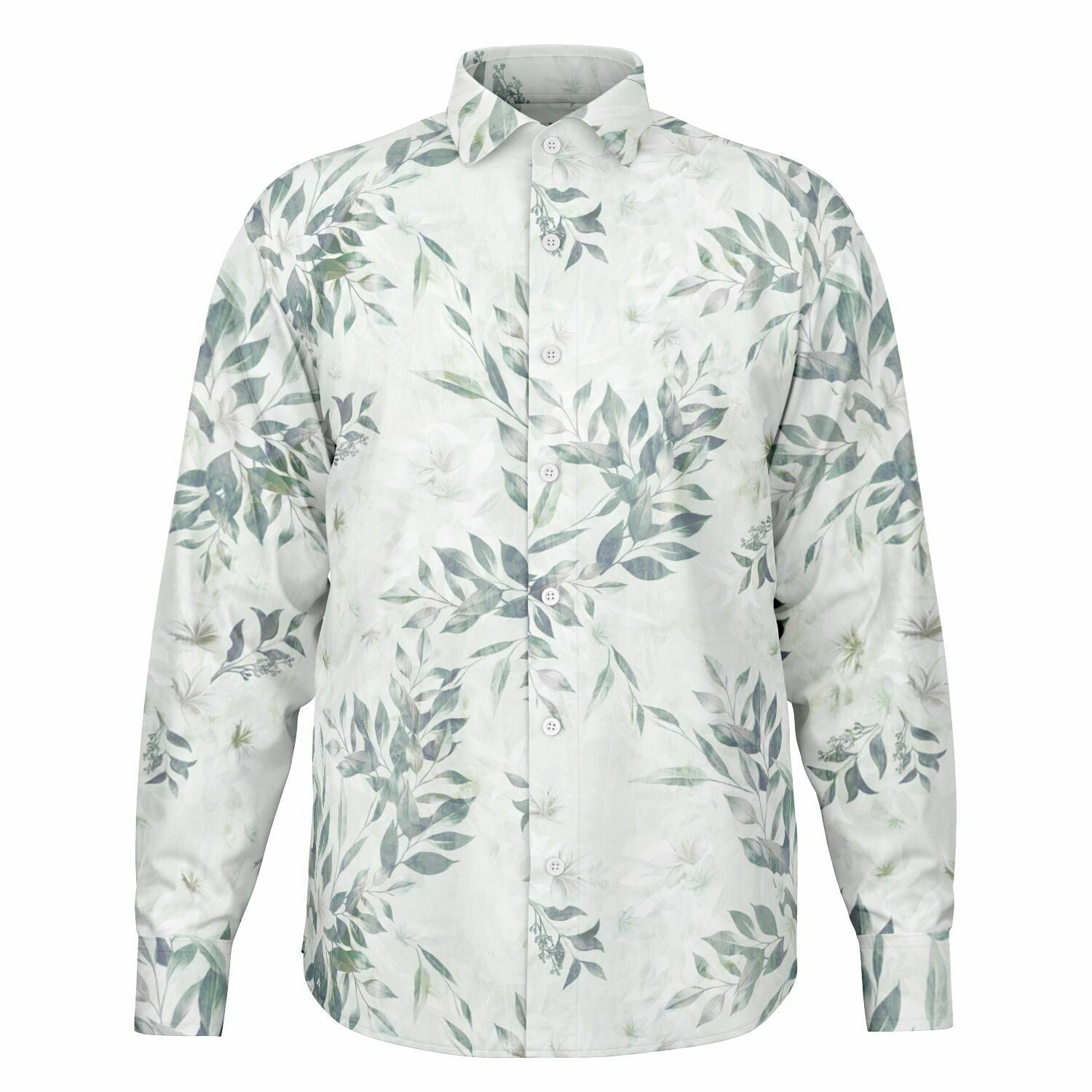 CHEMISE HOMME originale blanche  à fleurs - MANCHES LONGUES