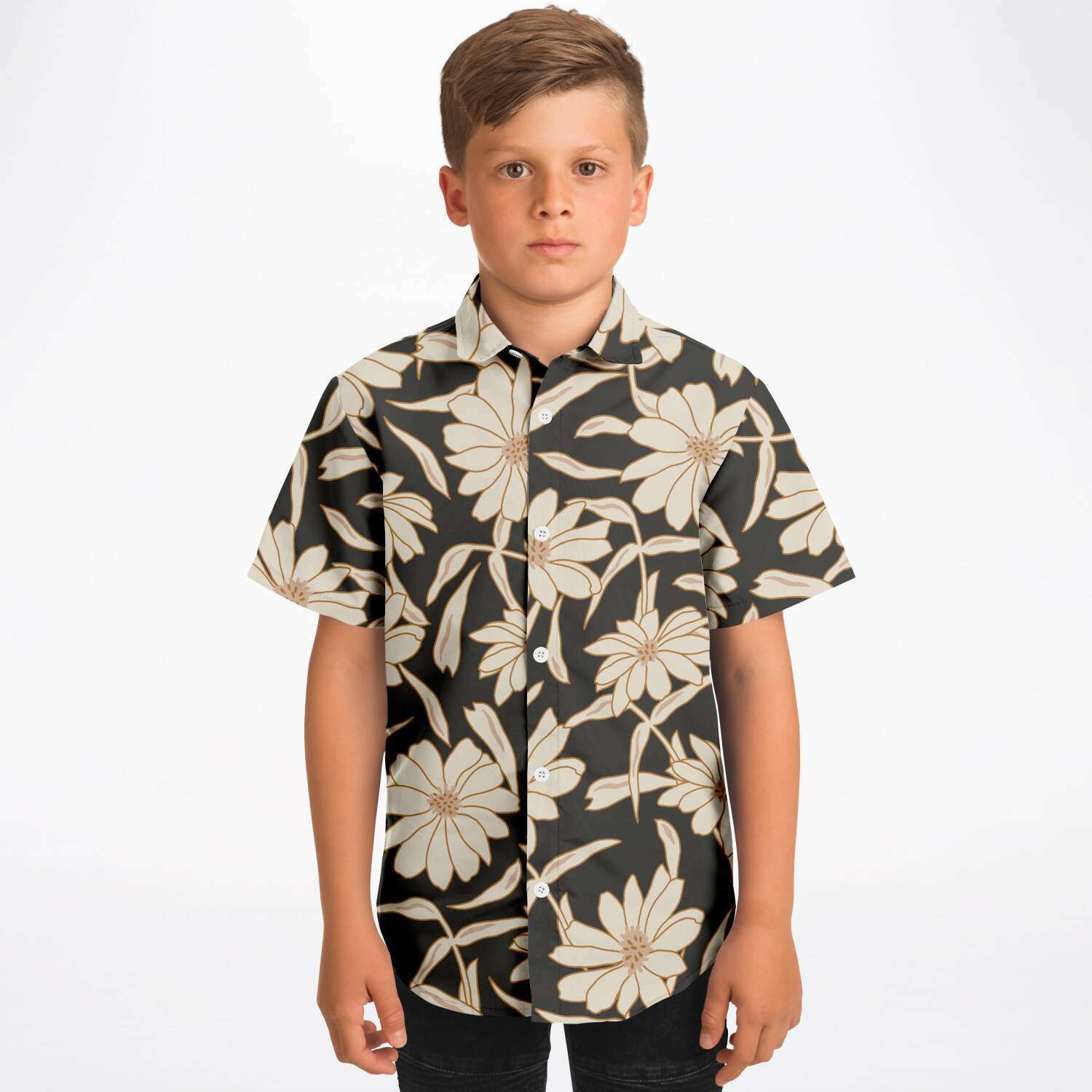 chemise garçon été floral manches courtes