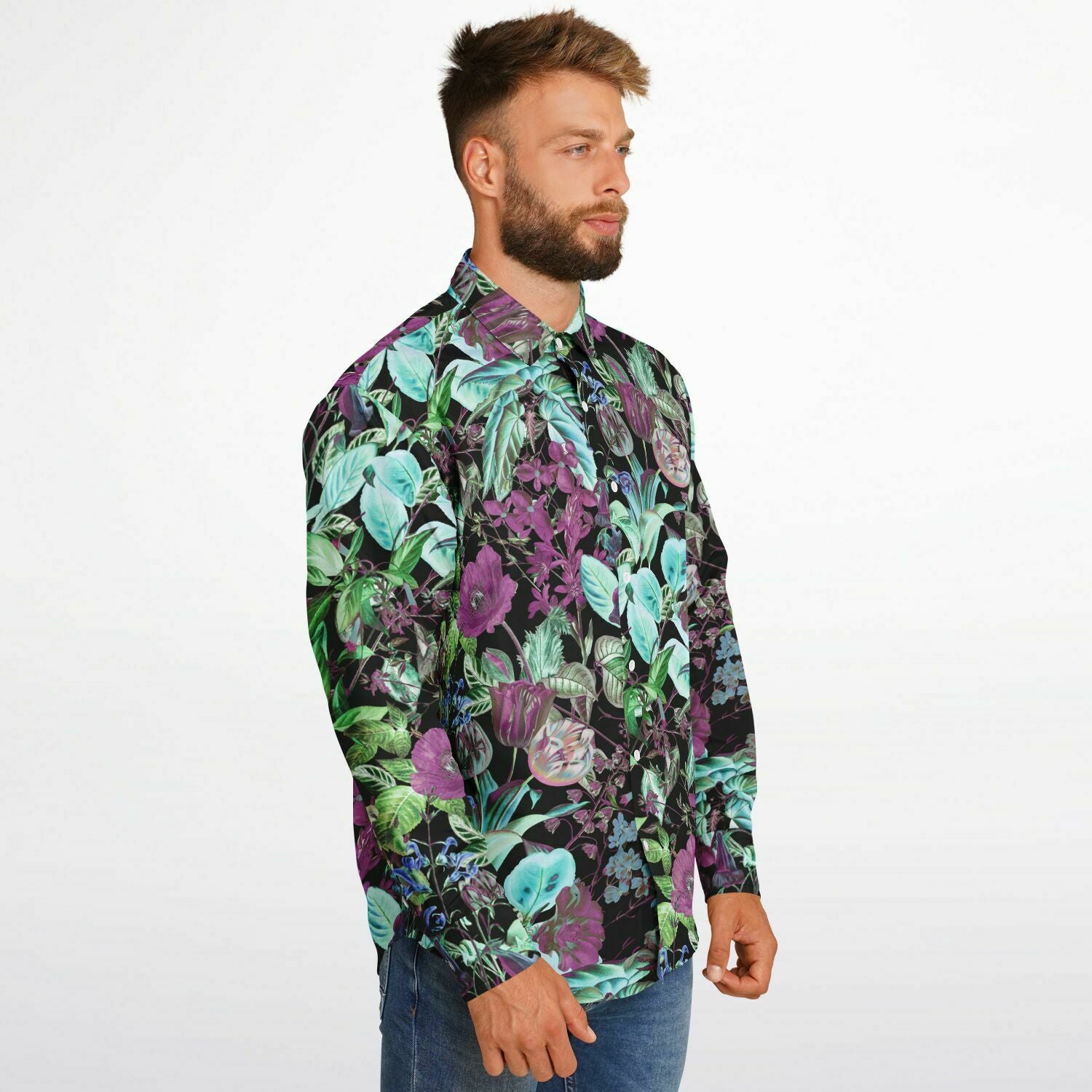 chemise originale motifs floraux mauves