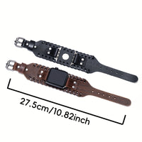 Bracelet Apple Watch manchette en cuir style punk, vue détaillée 2