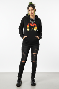 Pull à capuche femme - RETRO BLACK CAT