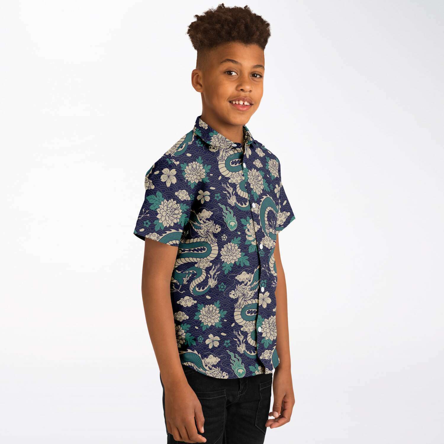Chemise Garçon Originale Dragon Japonais Manches Courtes
