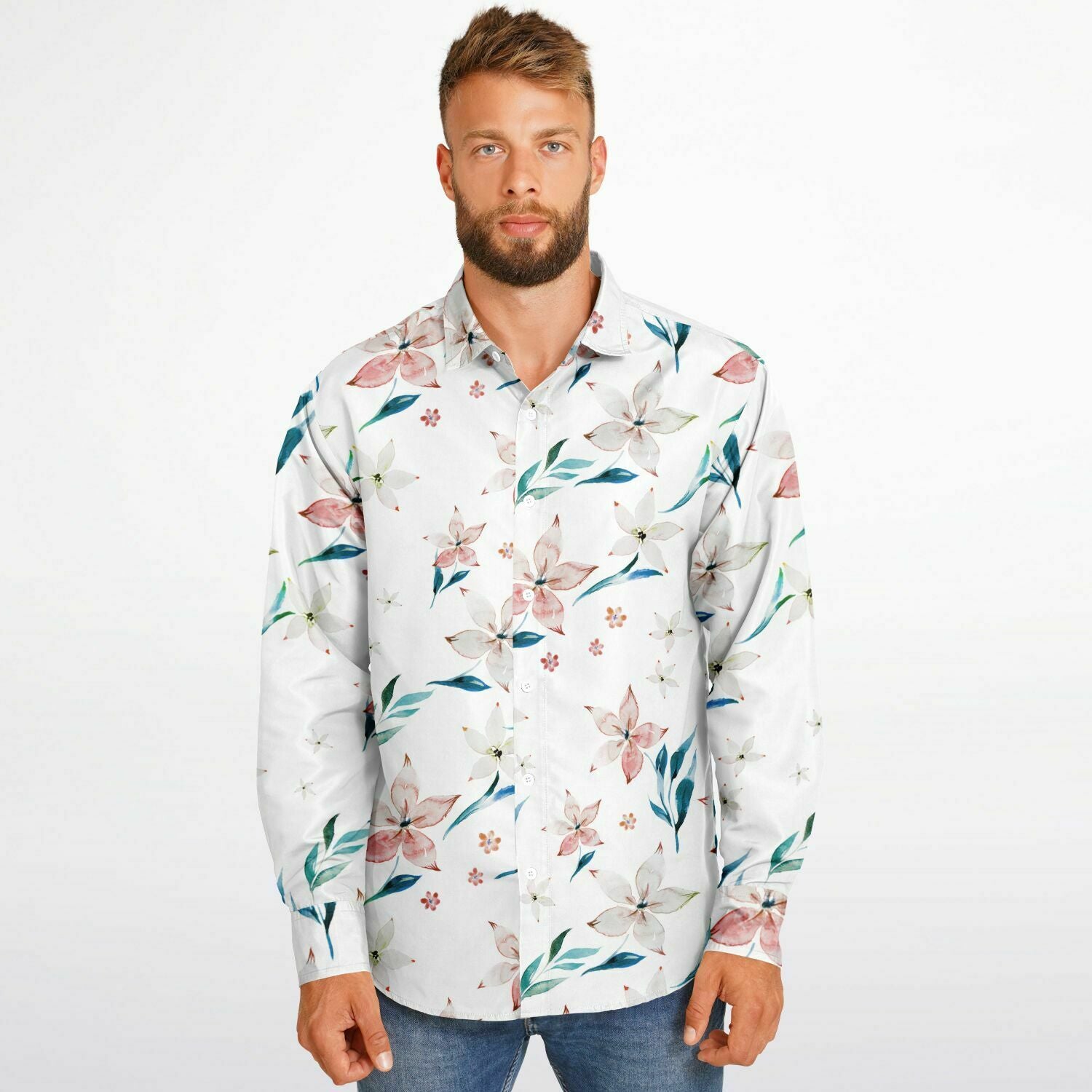 CHEMISE HOMME originale stye floral MANCHES LONGUES
