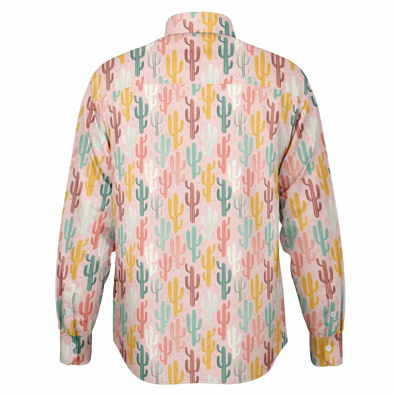 chemise rose pale pour homme motif cactus