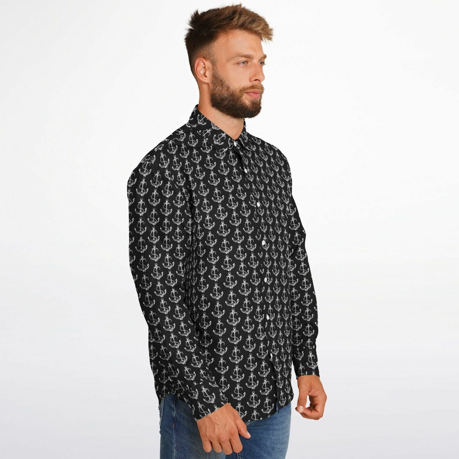 chemise élégante homme motifs d'encre marine
