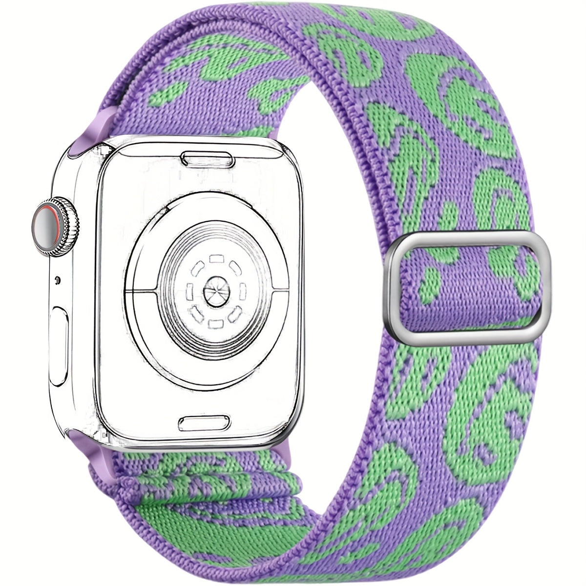 Bracelet Apple Watch boucle solo en nylon imprimé, coloris violet motif vert