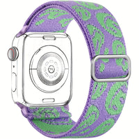 Bracelet Apple Watch boucle solo en nylon imprimé, coloris violet motif vert