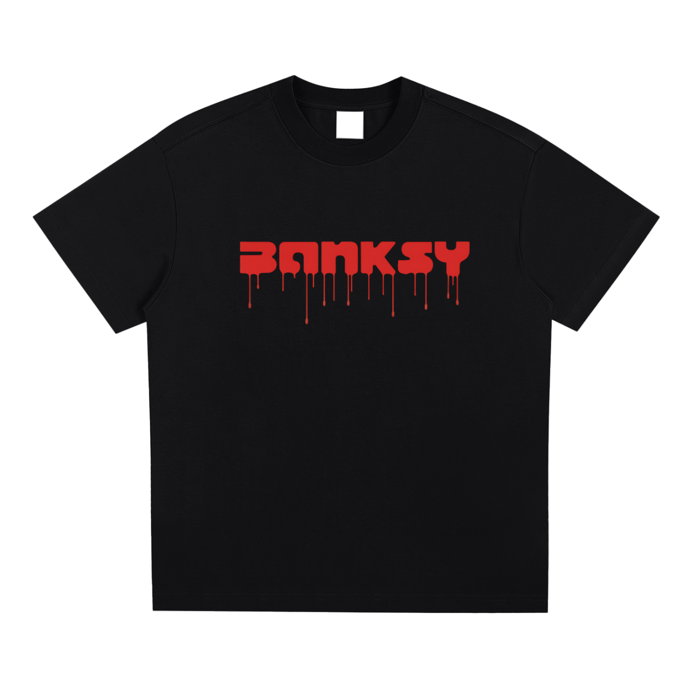 T-shirt oversized Banksy en noir - lettrage rouge street art très contrasté