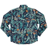 CHEMISE HOMME originale style floral bleue - MANCHES LONGUES
