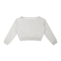 Sweat épaules dénudées femme crop top gris chiné, vue de face