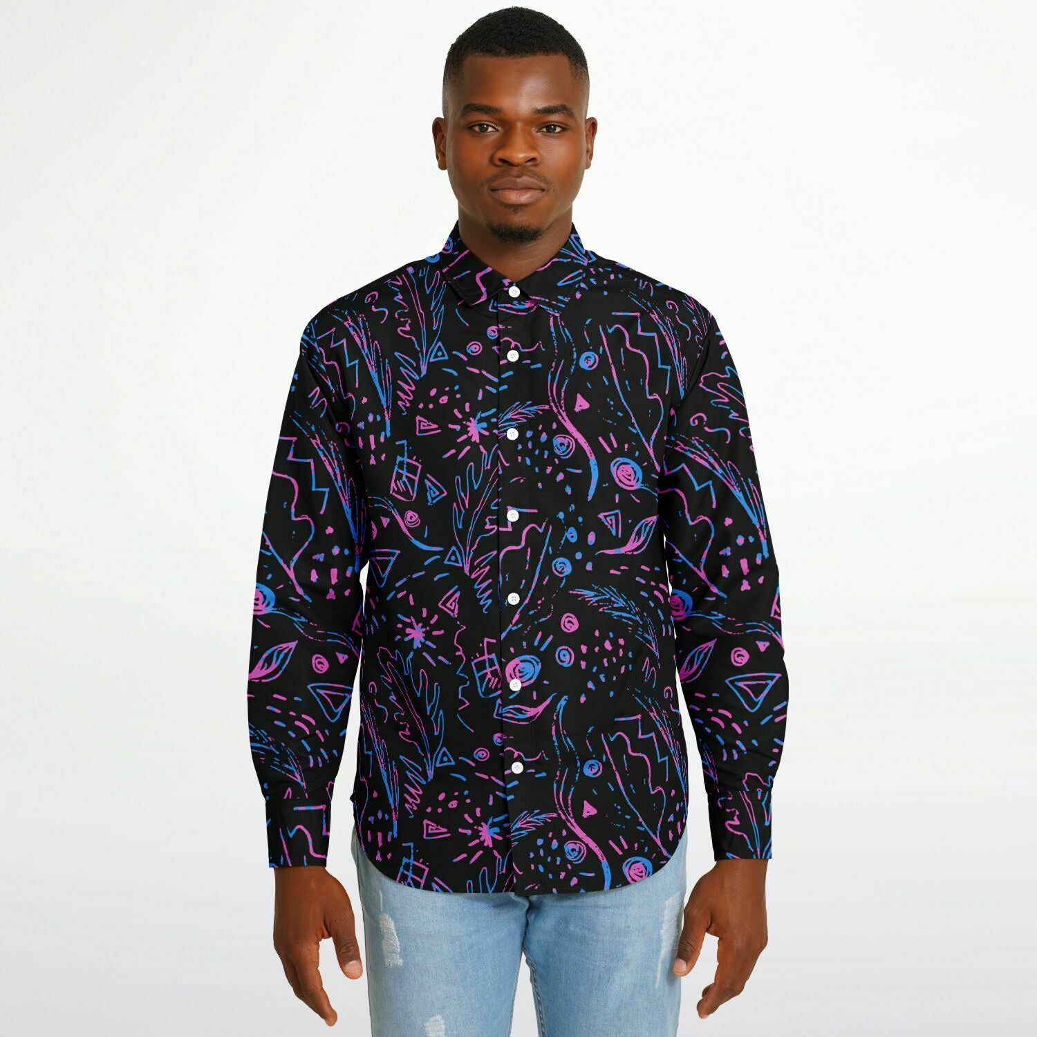 chemise homme classique noire et mauve