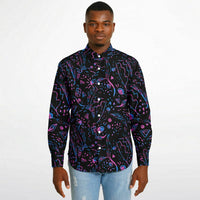 chemise homme classique noire et mauve