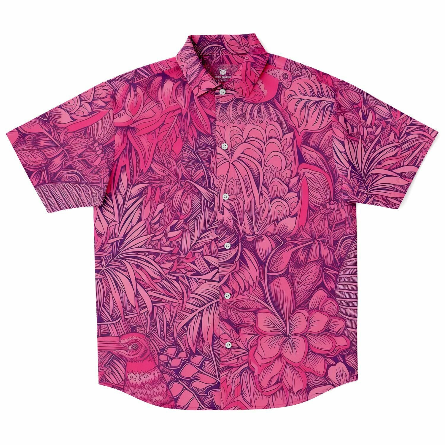 Chemise Homme Manches Courtes - Fleurs Roses
