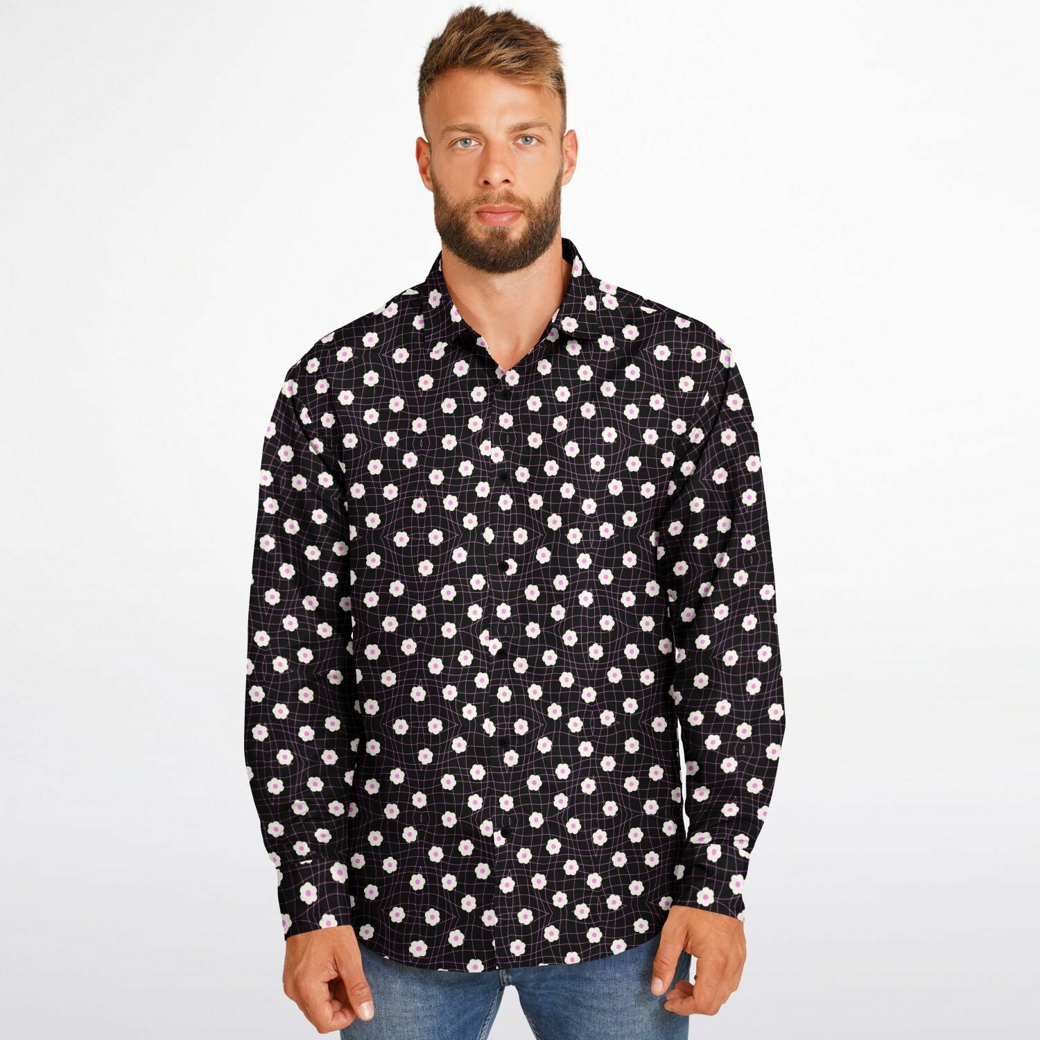 style décontracté chemise homme noire à fleurs