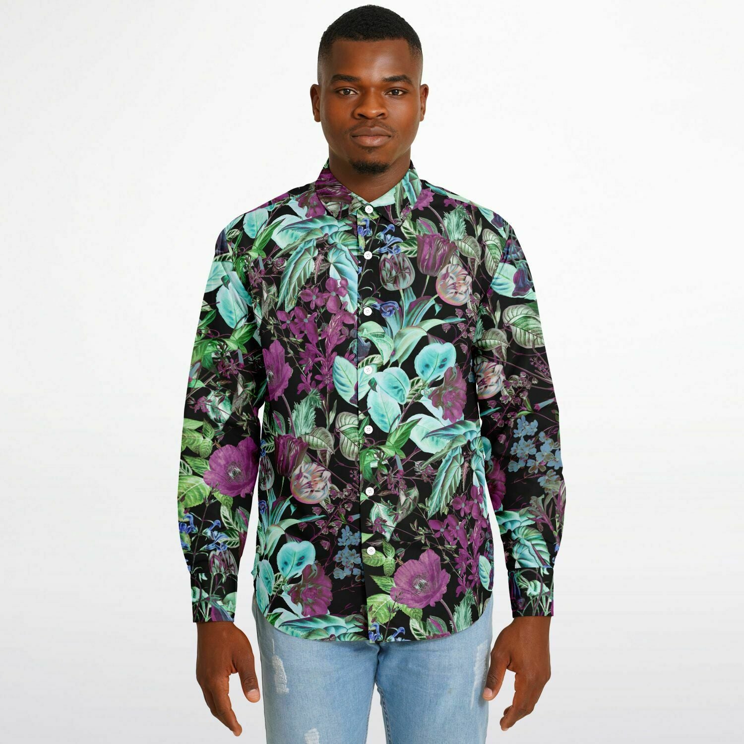 chemise homme style floral mauve