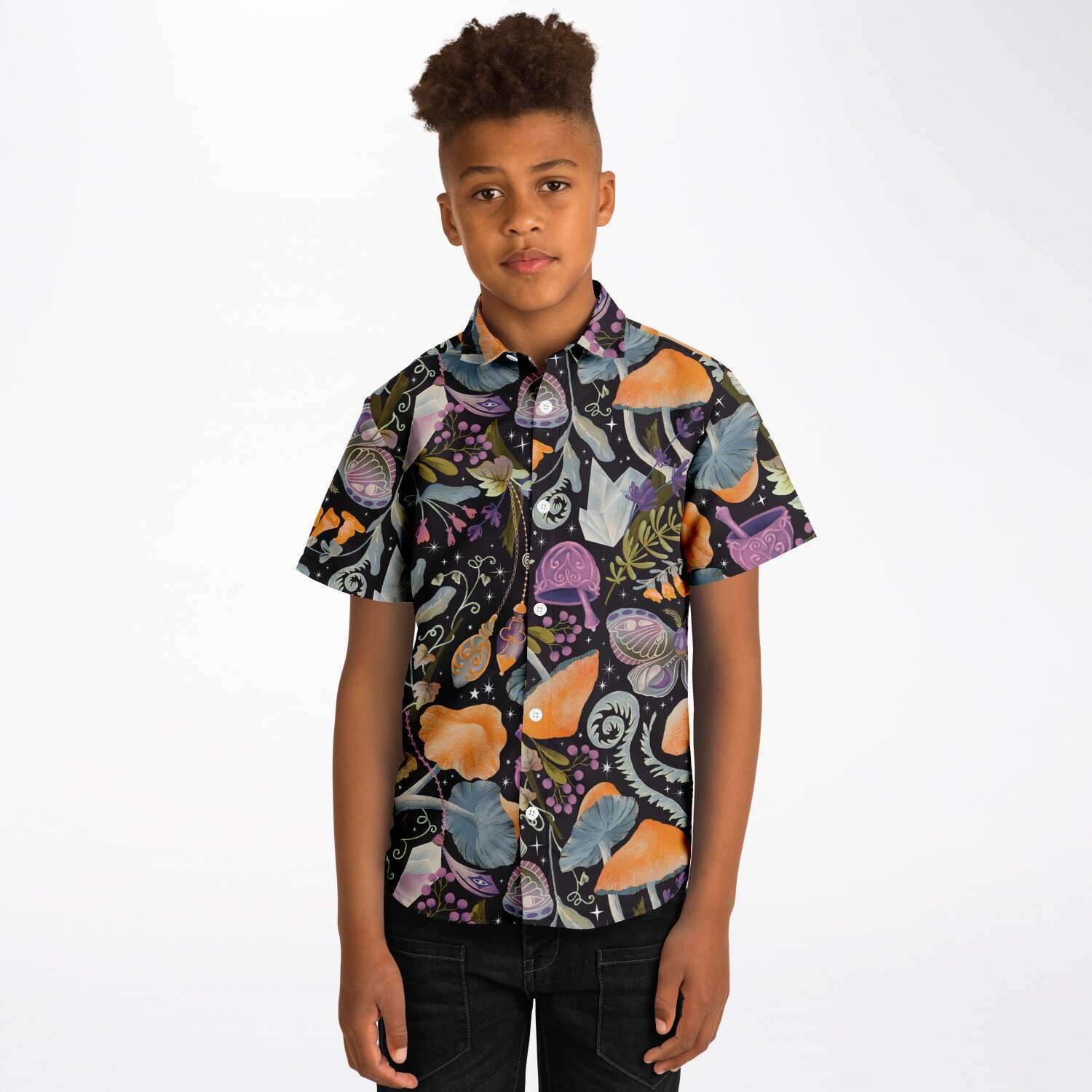 Chemise garçon originale champignons manches courtes
