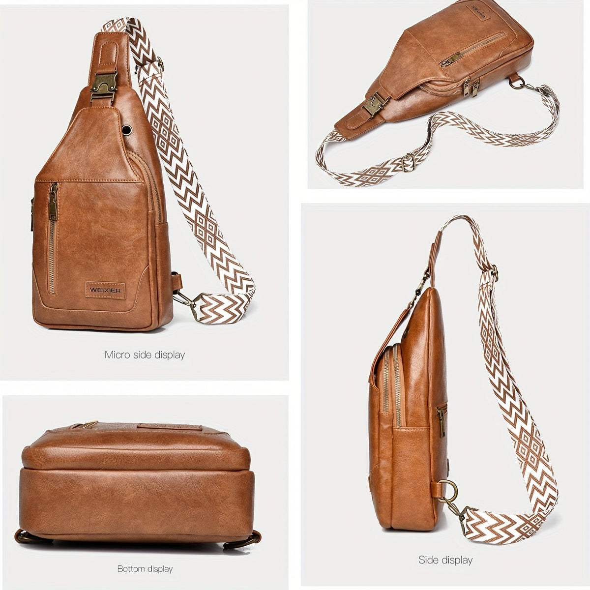 Sac poitrine en cuir vegan avec porte-cartes – vue 2 | CHT'M Boutique