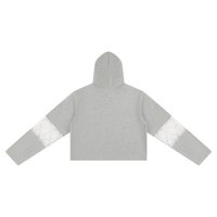 Dos du hoodie crop top femme dentelle gris chiné