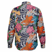 Chemise Homme Style Japonais – Motifs Carpes Koï Et Chrysanthèmes - Manches Longues