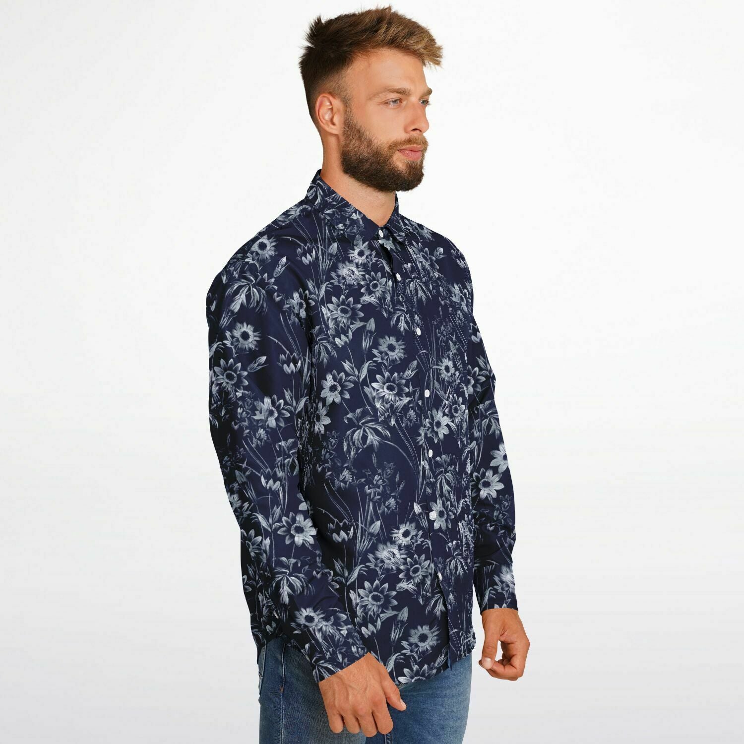 chemise de mode homme bleu marine floral