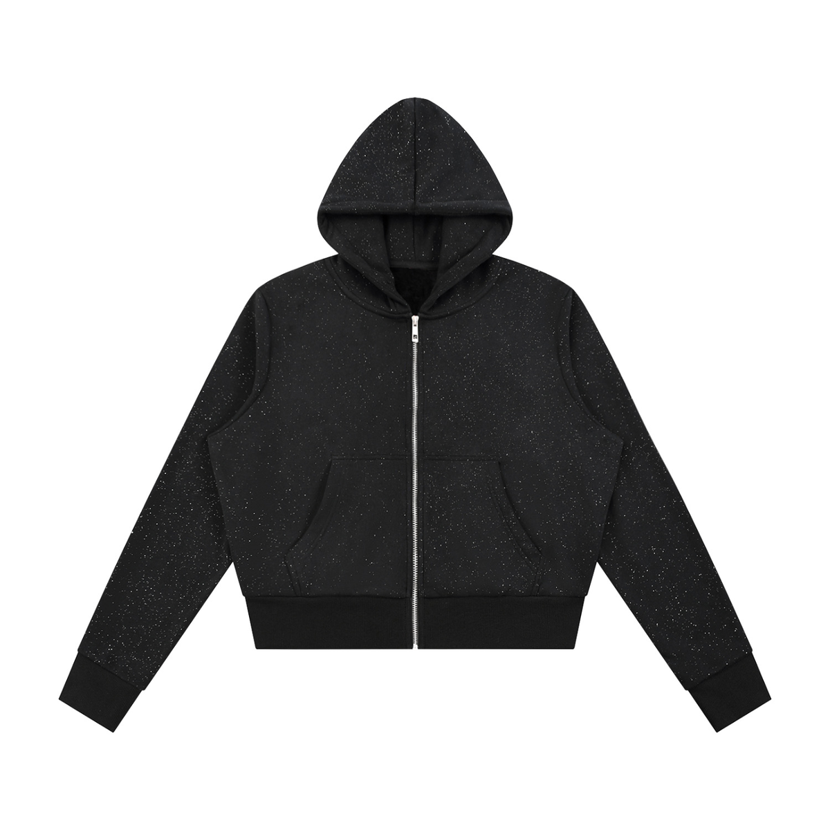 Hoodie zippé femme molletonné noir, vue de face