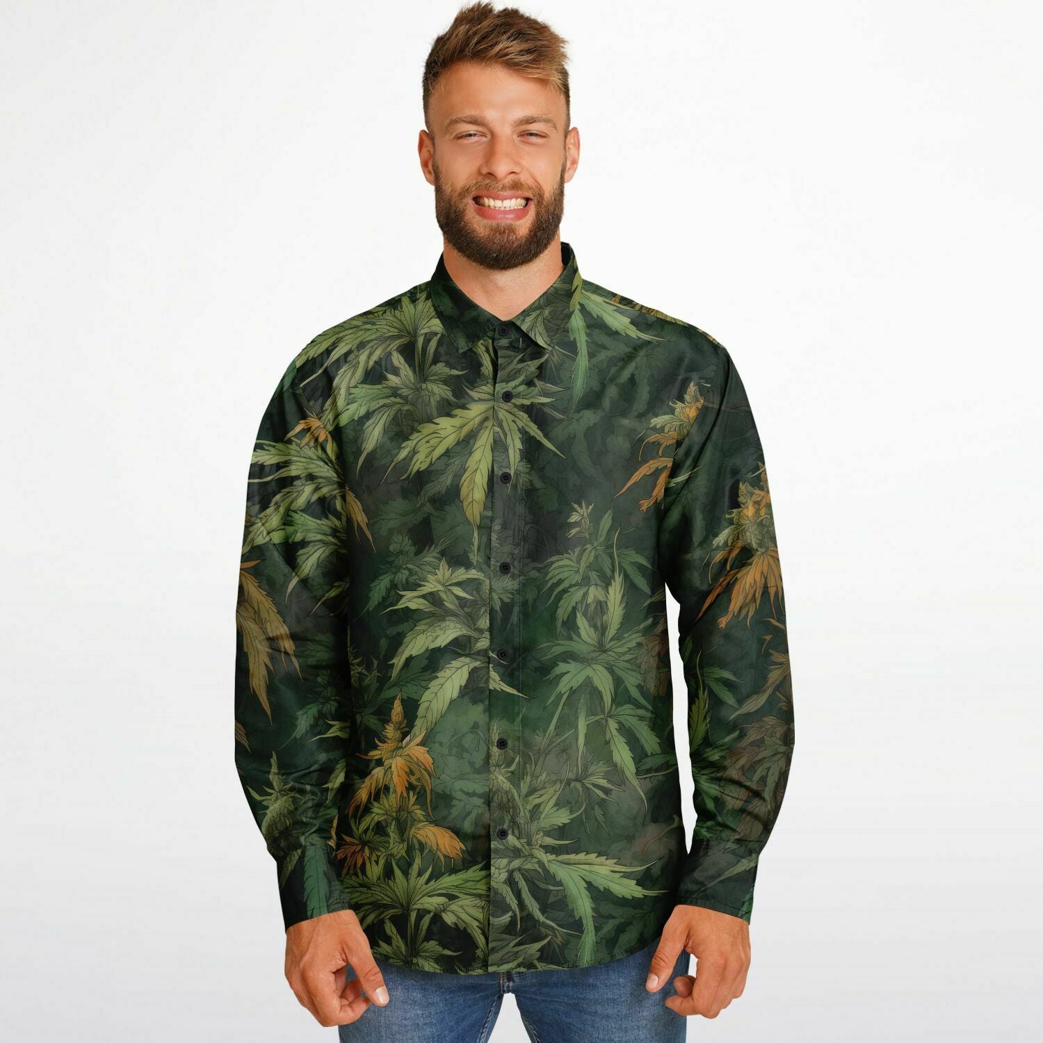 chemise manches longues motif cannabis