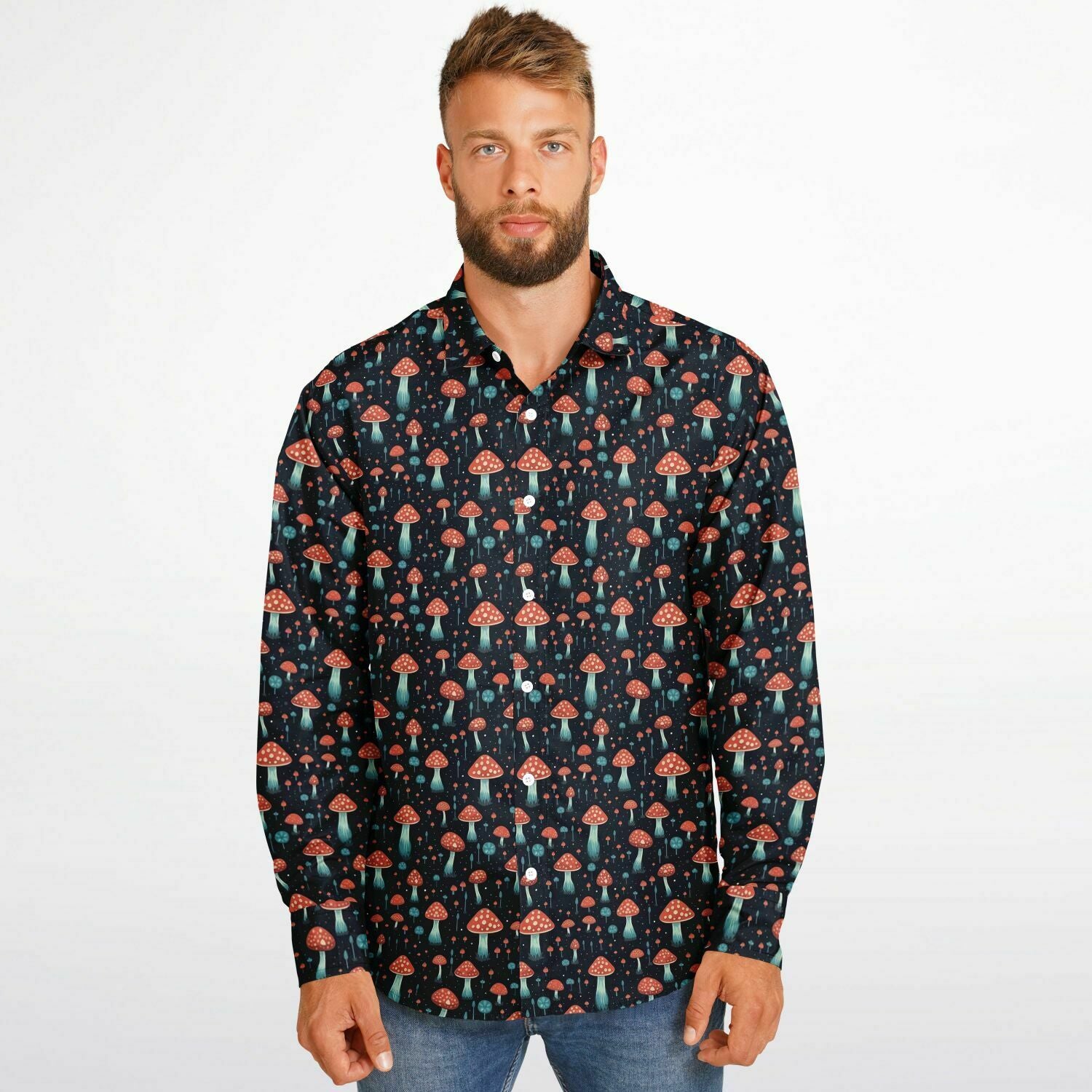 chemise fashion à manches longues champignons