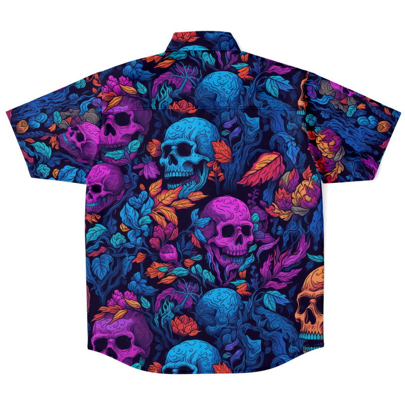 Chemise Homme Manches Courtes - Têtes De Mort Fluo